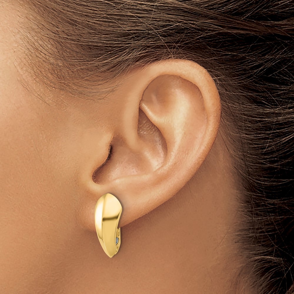 14k Yellow Gold Omega Back Earrings for Women 1.95g, L- 20.33mm, W- 9.63mm