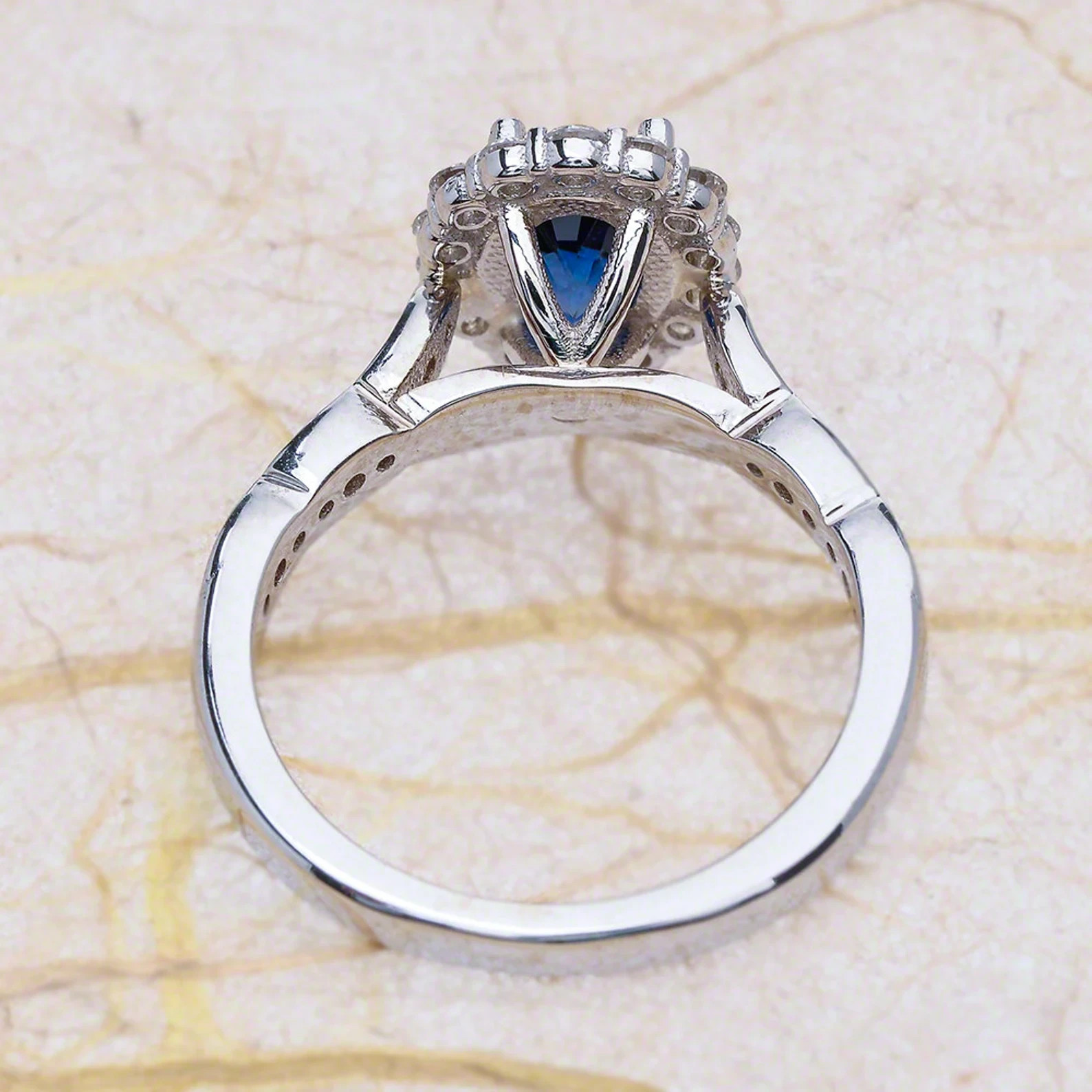 4.00 Ct Oval Natural Sapphire & Diamond Wedding Ring 14K White Gold Size 7