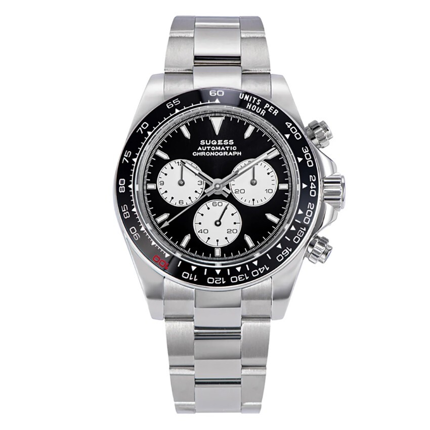 Sugess S418-2 Chronograph Automatic Steel White Black Ceramic Men’s Watch