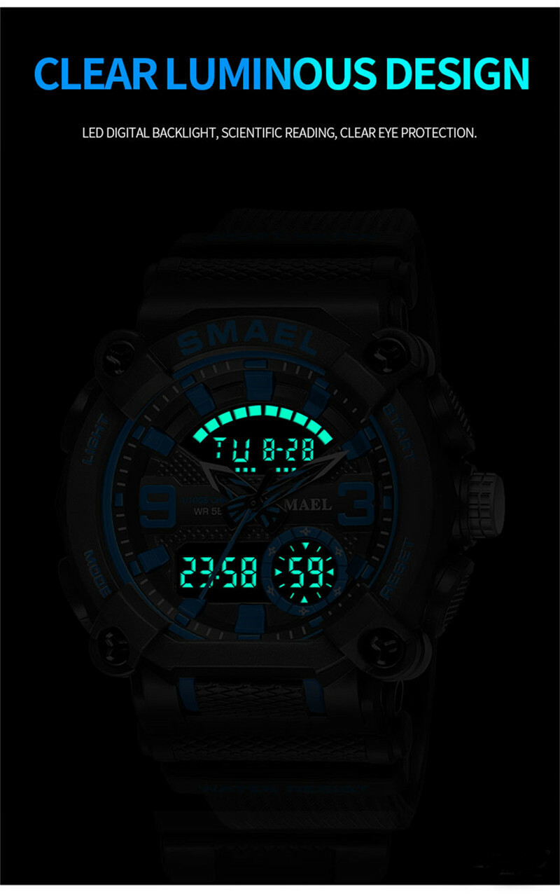 SMAEL Men’s Outdoor Sport Watch -LED Digital Quartz Fashion Stopwatch Wristwatch