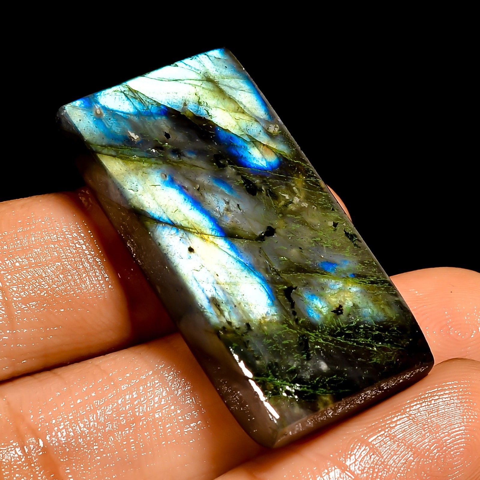49 Ct Natural Labradorite Rectangle Shape Cabochon Loose Gemstone 34X16X7 mm