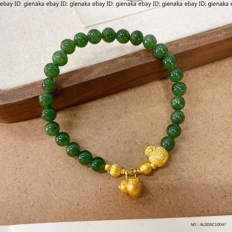 Real 999 24K yellow Gold 3D Gourd Wealth Coin Ball Beads Bracelet 1.5-1.6g 6.3in