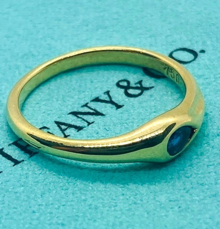 Tiffany & Co Blue Pear Shape Blue Stone 18k Yellow Gold