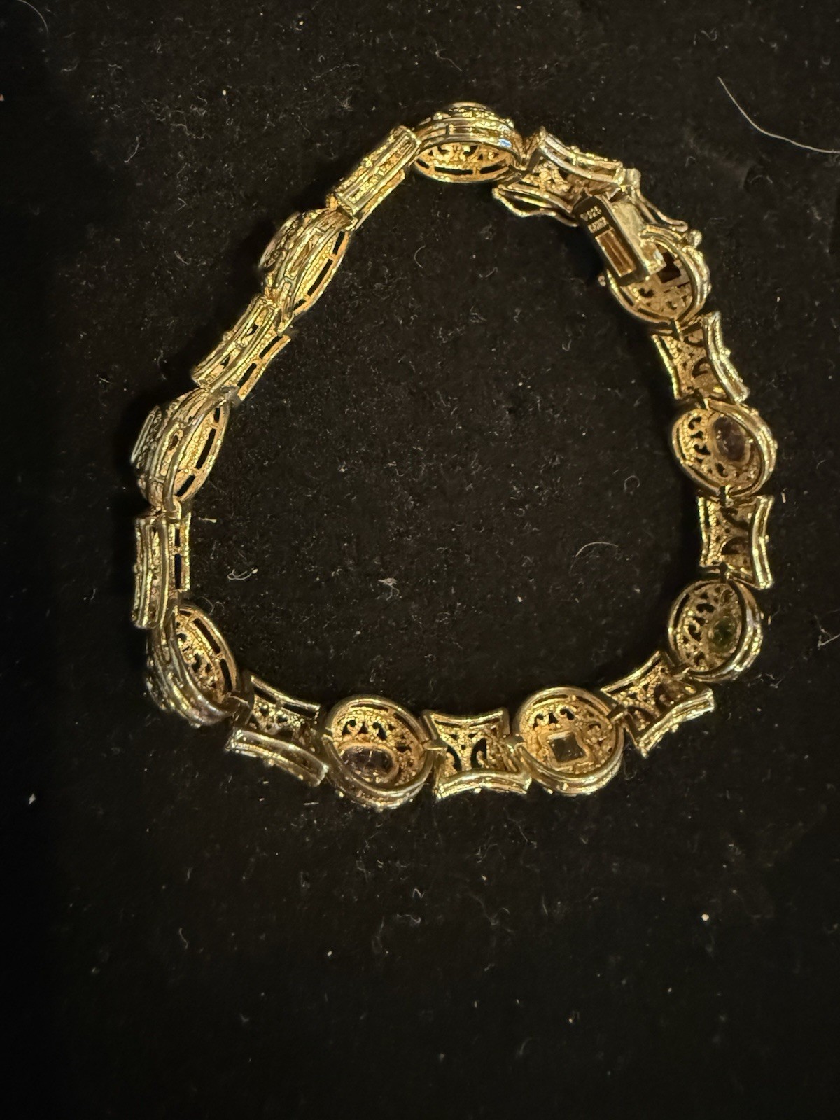 Designer Silver Ornate Silver Bracelet With Semi Precious Gens