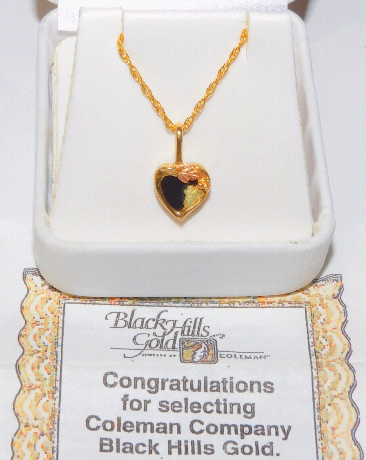 Black Hills Gold 10k Small Onyx Heart Pendant