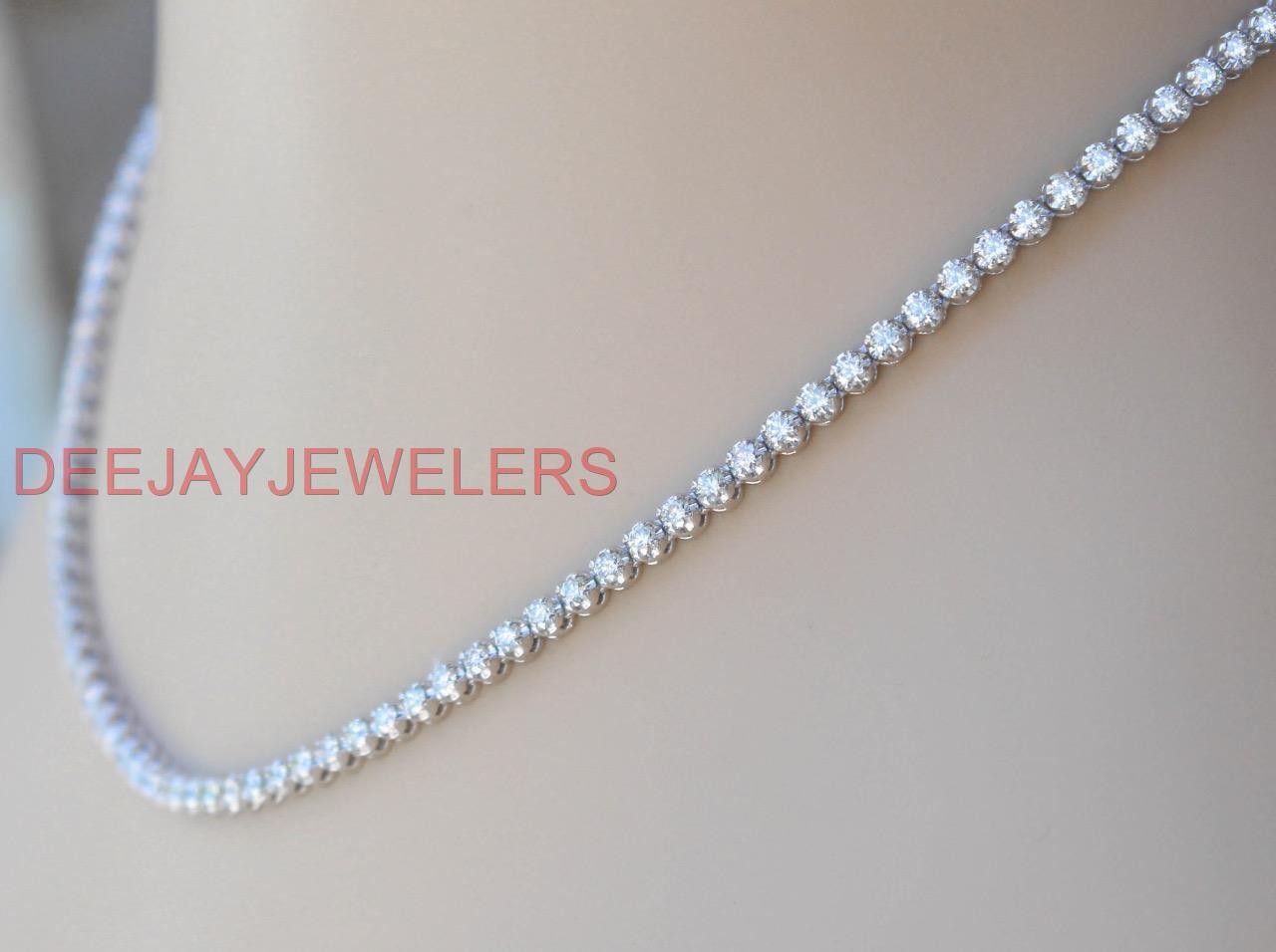 Natural 15ct Diamond Eternity Tennis Necklace 14k White Gold 17Inch