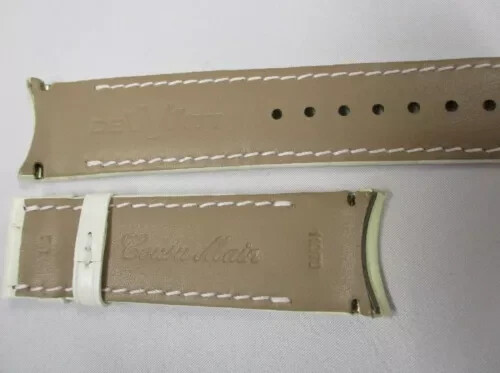 DEWITT White Genuine Leather 21mm Rounded Lug Ends x 19mm Watch Strap 110mm+70mm