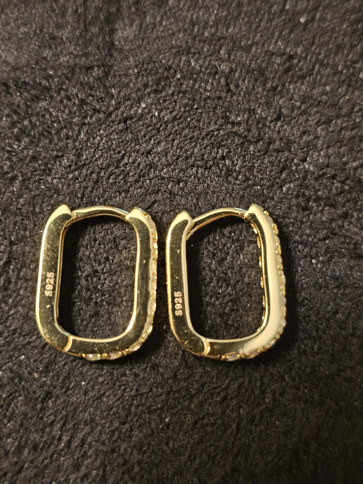 925 Sterling Silver Gold Tone Moissanite Huggie Hoop Earrings GRA D Color