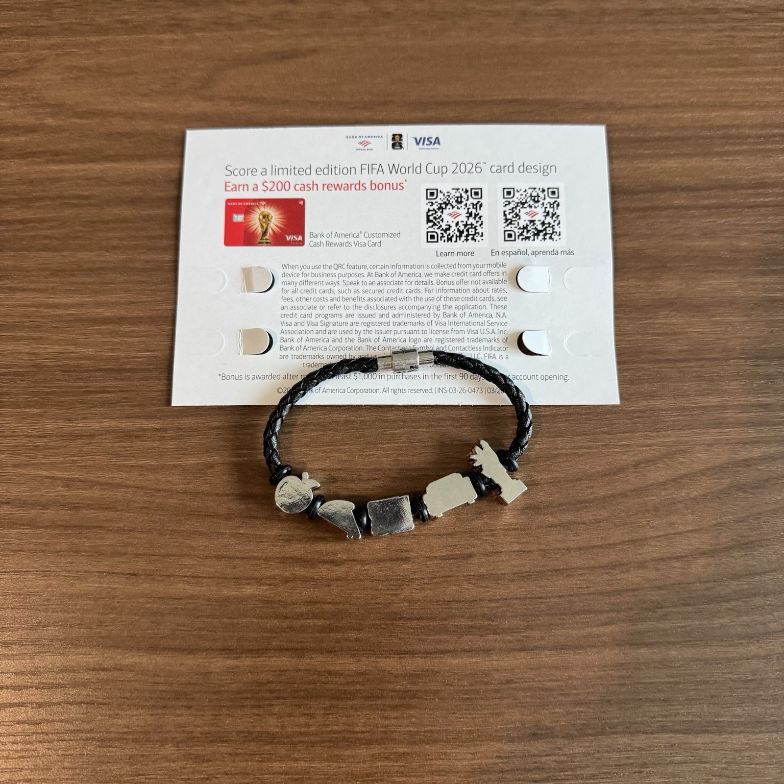 New 2026 FIFA World Cup Bank of America Charm Bracelet Sz S 8″ NJ NYC 07/05/26