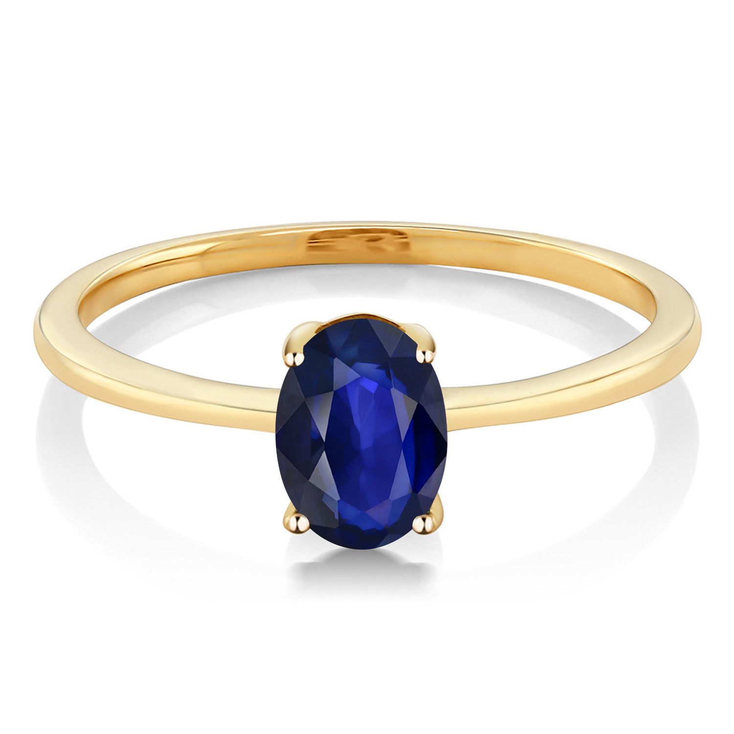 0.57 Ct Oval Blue Sapphire 10K Yellow Gold Ring