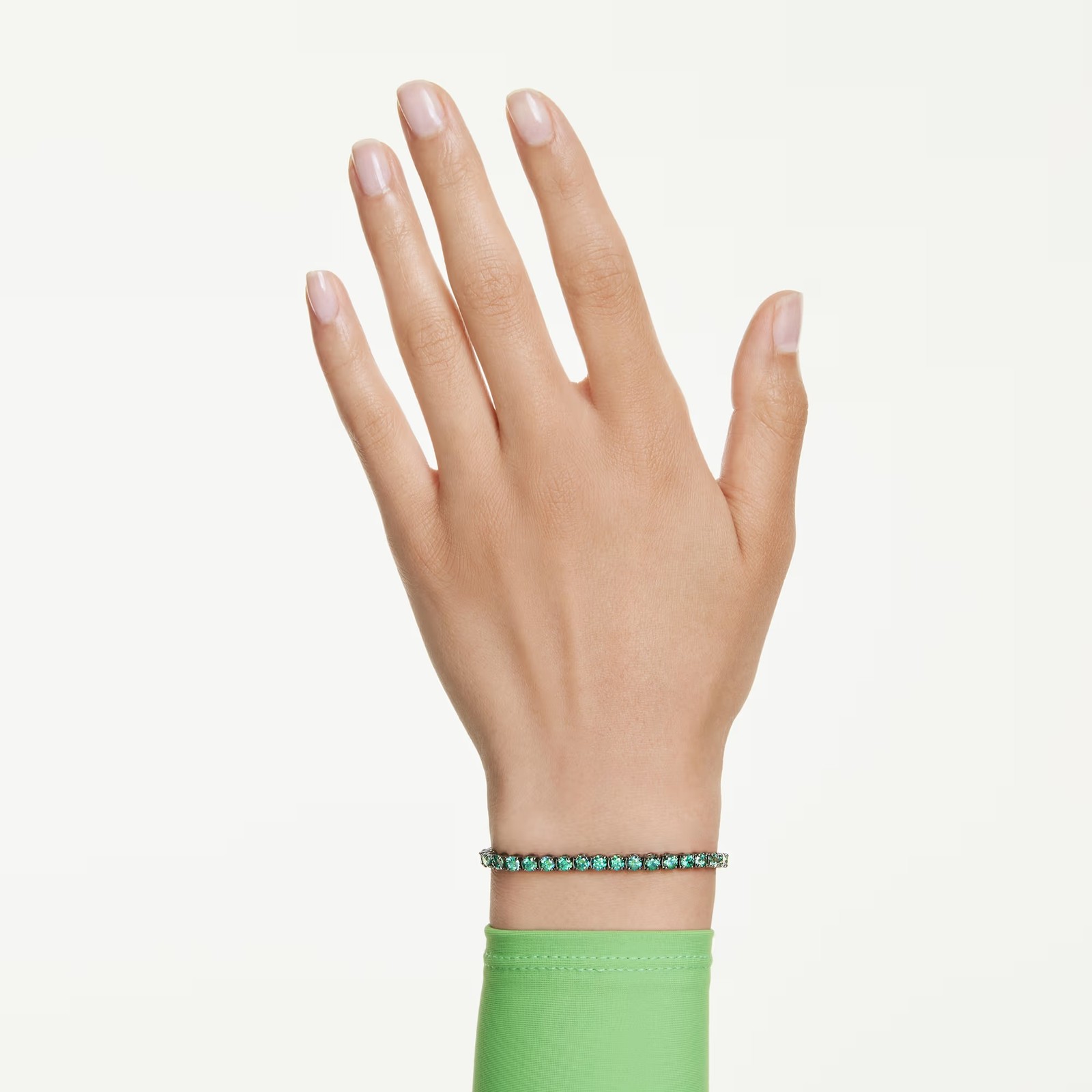 Swarovski Matrix Tennis Bracelet, Green, Ruthenium Plated 5743447 (Size M)