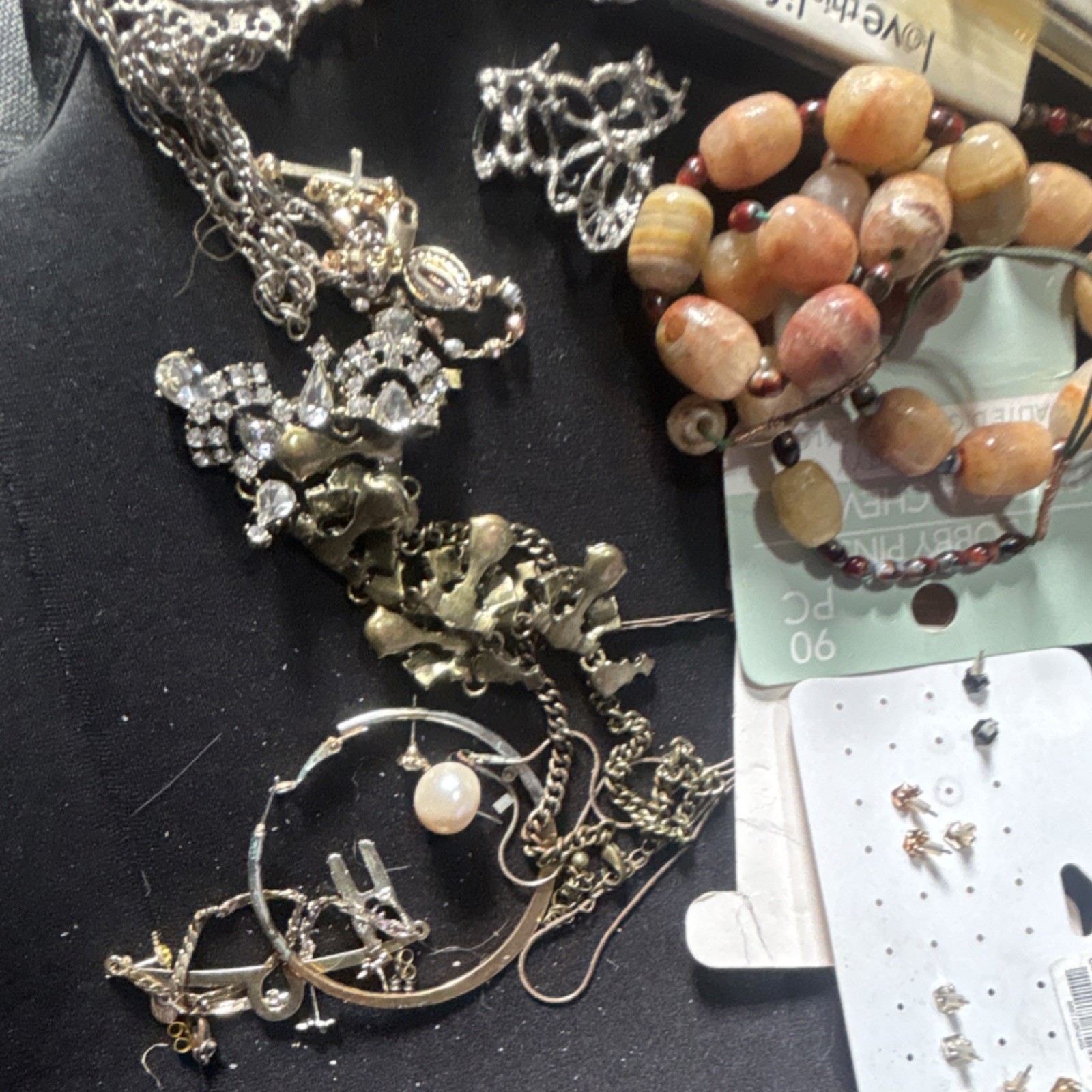 Mixed Fashion Jewelry Lot Earrings Necklaces Bracelets Metal/Plastic Silver Gold