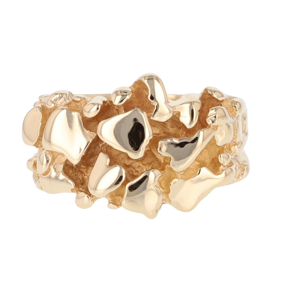 13.7mm Nugget Style Band Ring 14k Yellow Gold 10.12 Grams Size 7