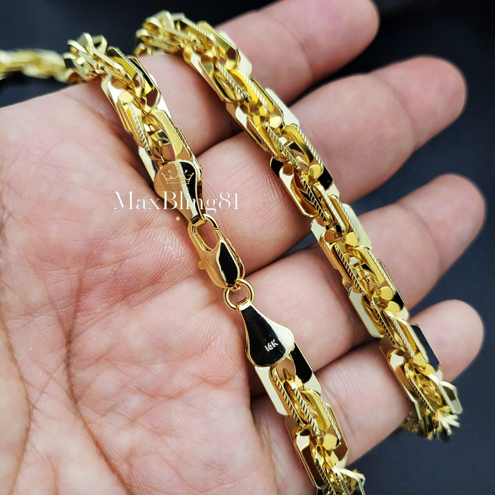 High-End Brass 14K Stamped 8mm 9″ 24″ 30″ Thick Square Rope Chain Bling Necklace