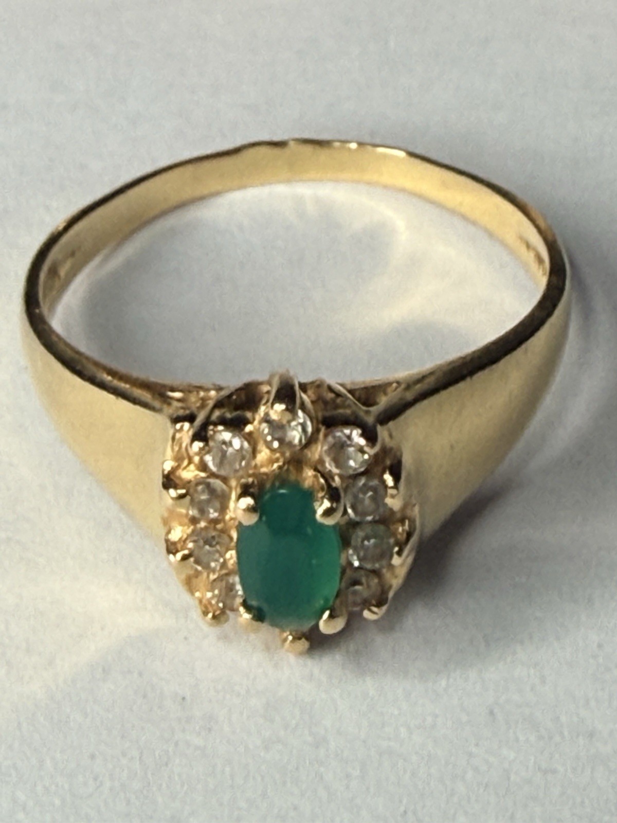 Vintage 18K Gold Emerald Ring & Earrings Set Sz 6.5 Estate Jewelry