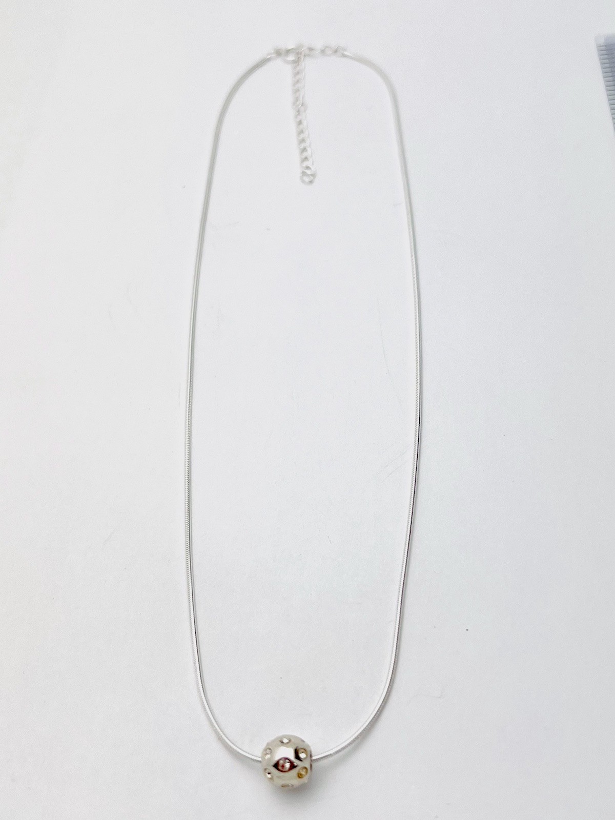 Sterling Silver 925 6.3 Gram 16 CZ Ball Snake Necklace 16”+2” Ext