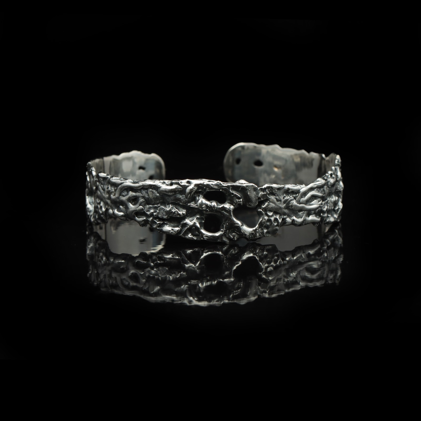 Artisan Handcrafted Intricate Coral Texture Sterling Silver Cuff – Bangle
