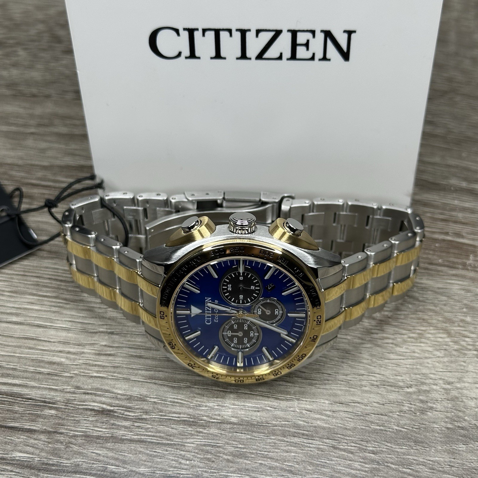 NEW✅ Citizen Carson Blue Dial Tachymeter Two Tone Steel Men’s Watch CA4544-53L
