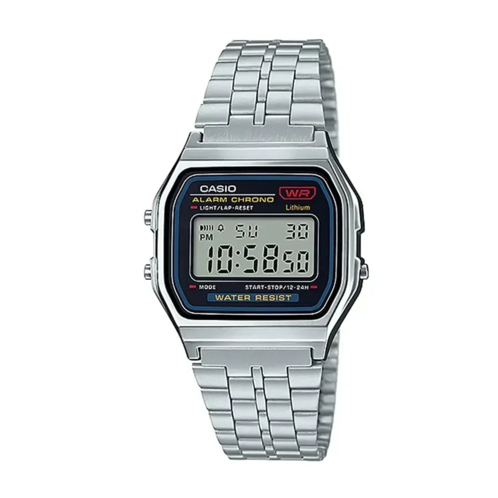 Casio A159WA-N1DF Men’s Classic Digital Bracelet Watch, Water Resistant, Silver