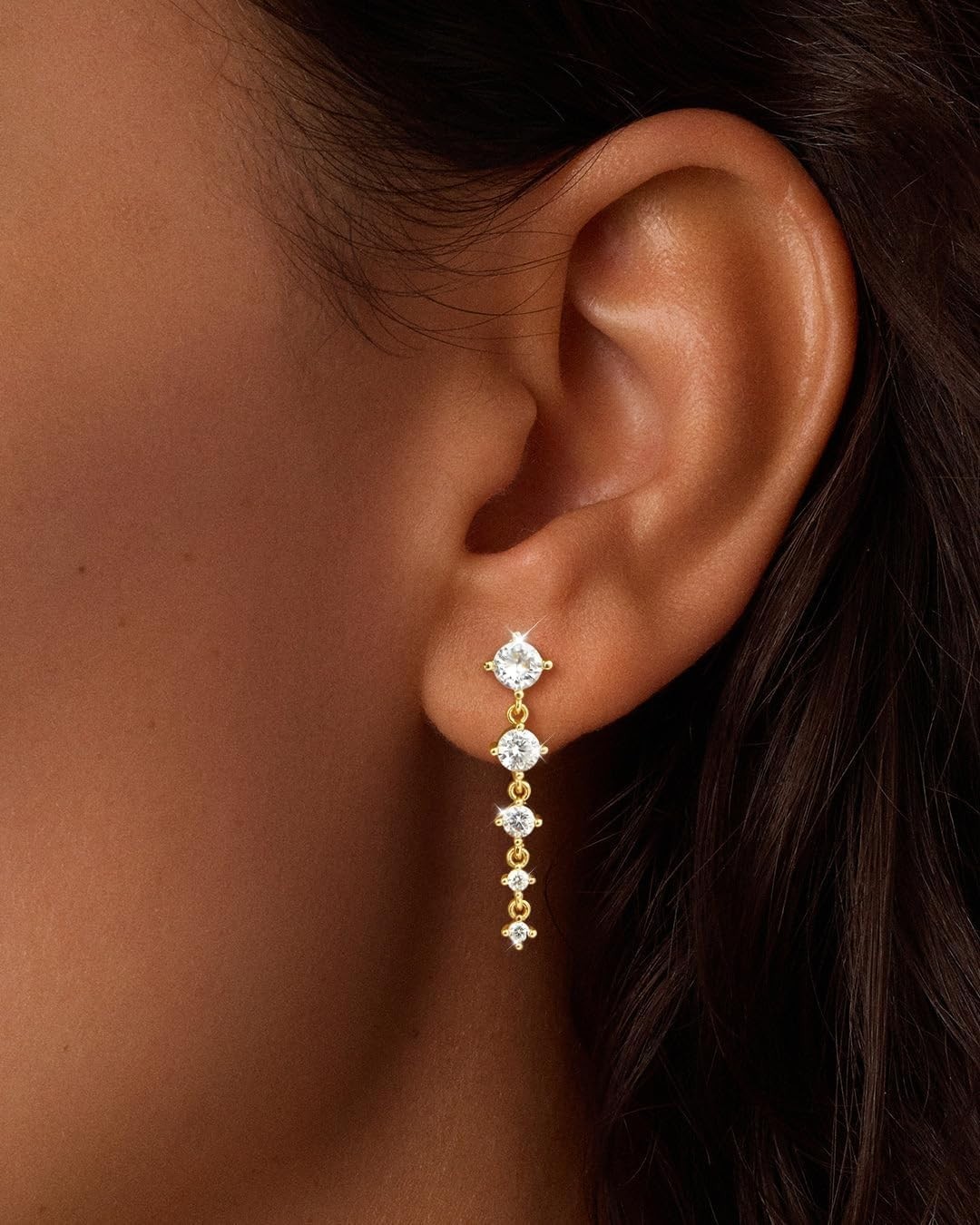 Hypoallergenic Gold Plated Dangle Hoop Earrings – Perfect Gift for Any Occasion