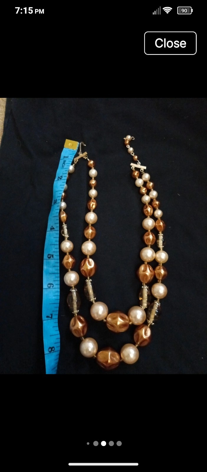 Vintage Double Layer Vintage Cream & Champagne Color Necklace