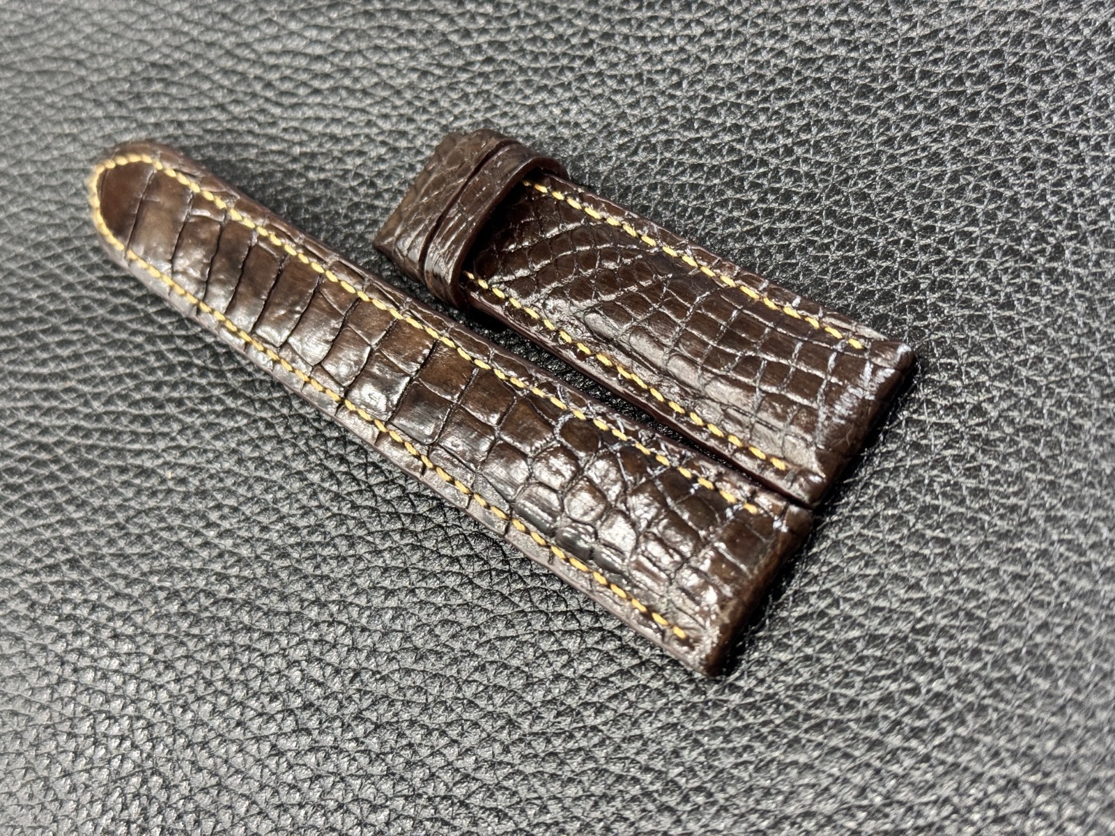 Handmade Dark Brown Croc Skin Leather Watch Strap Band 18mm/26mm