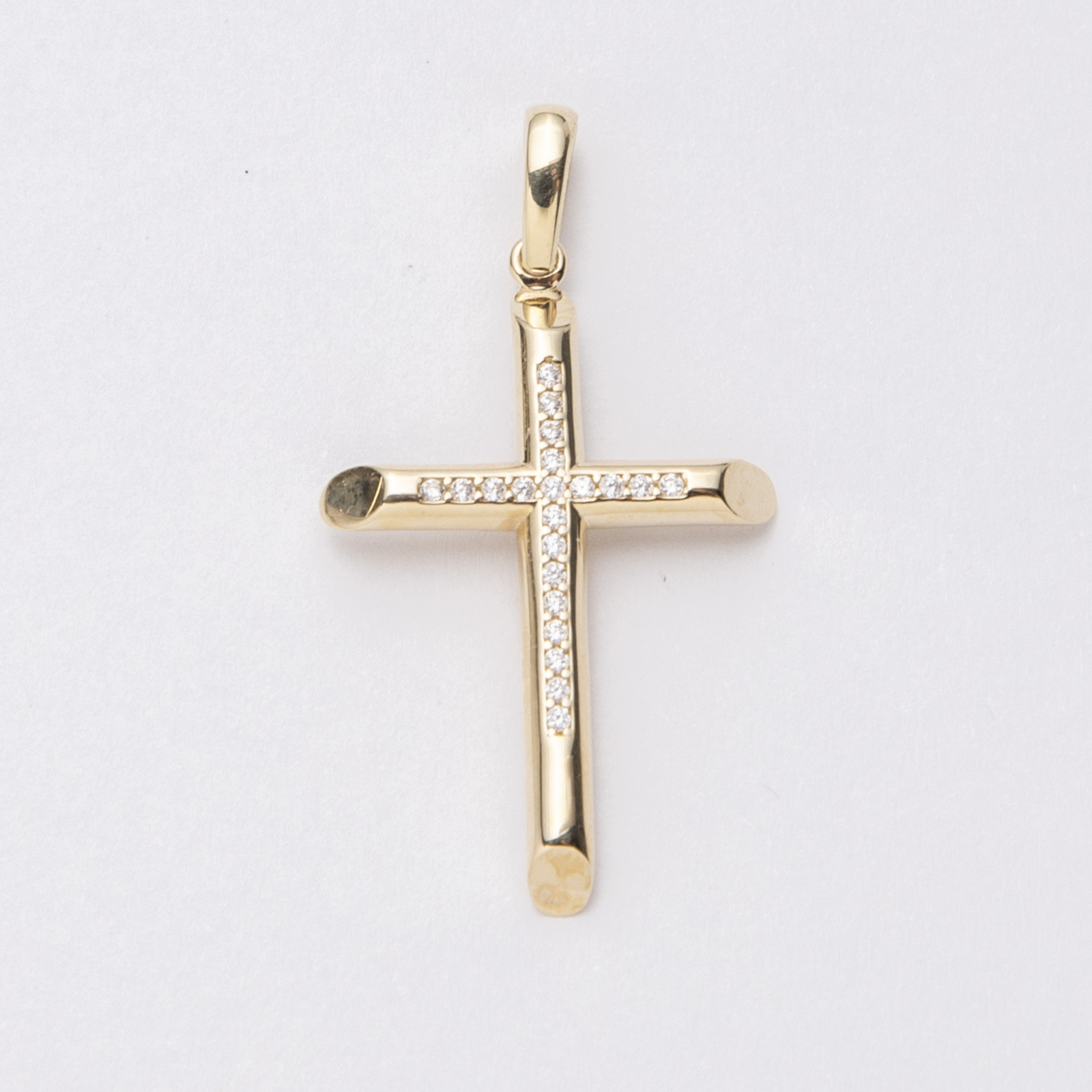 Solid 14K Gold Polished CZ Cross Pendant Yellow Gold All Sizes