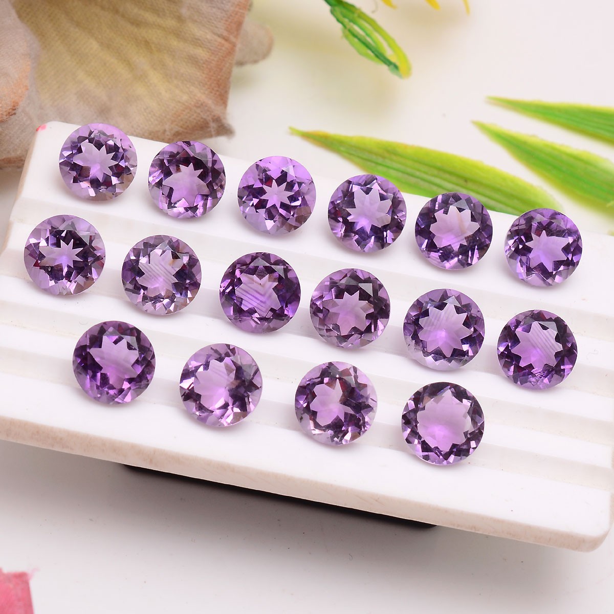 VVS 16 Pcs Natural Amethyst 10MM Top Grade Round Cut Sparkling Loose Gemstones