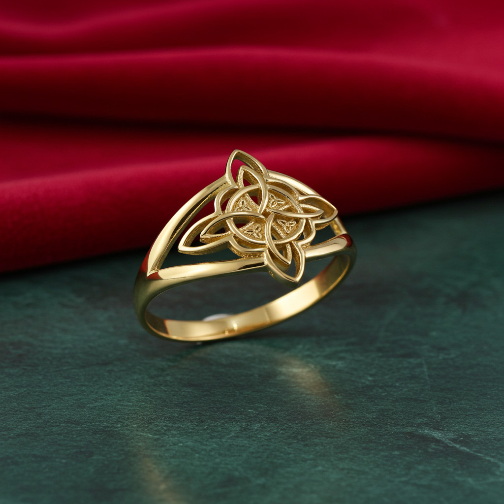 Gold Celtic Trinity Knot Triquetra Ring