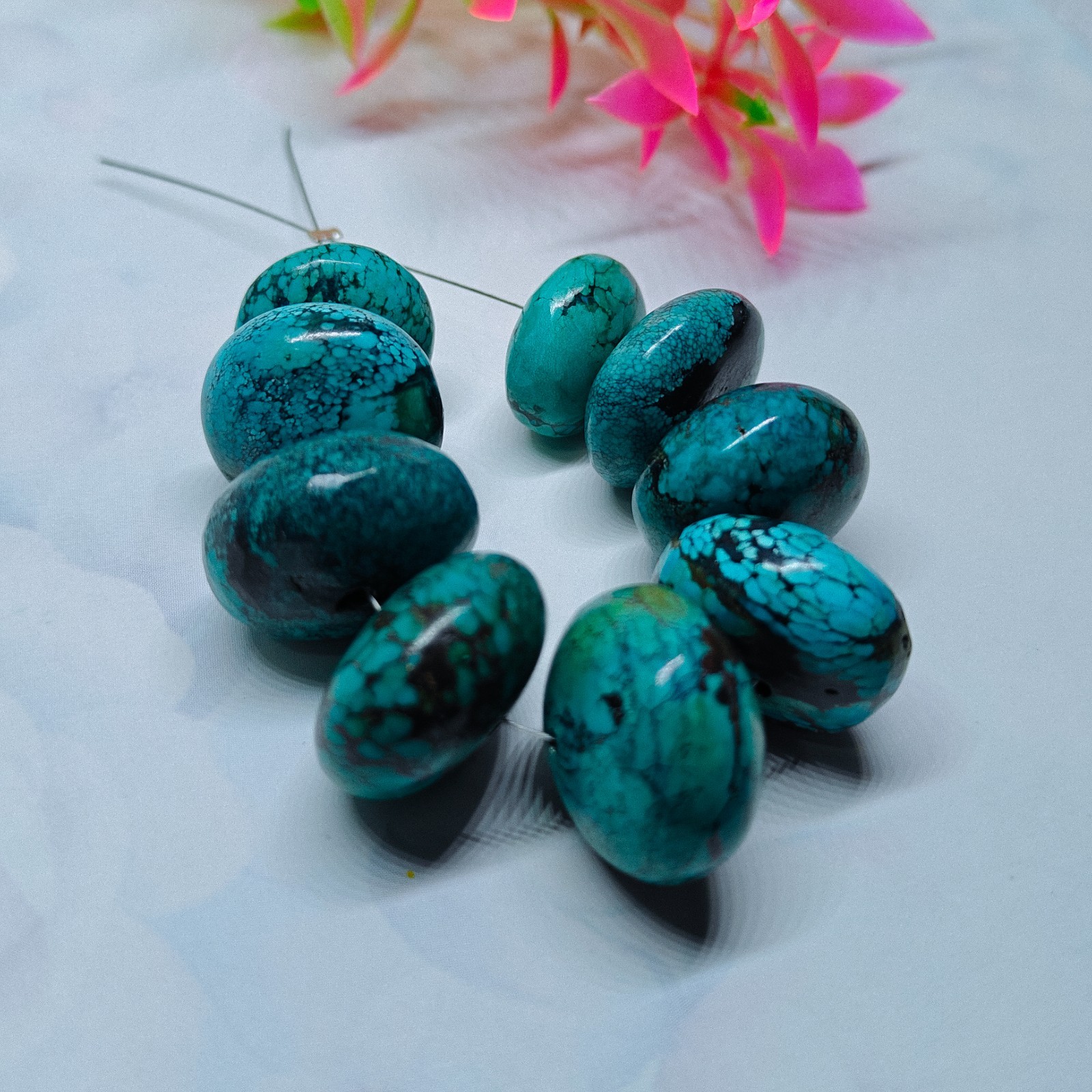 Turquoise Roundel Beads Natural Gemstone Loose Beads For Jewellery Making 187 Ct