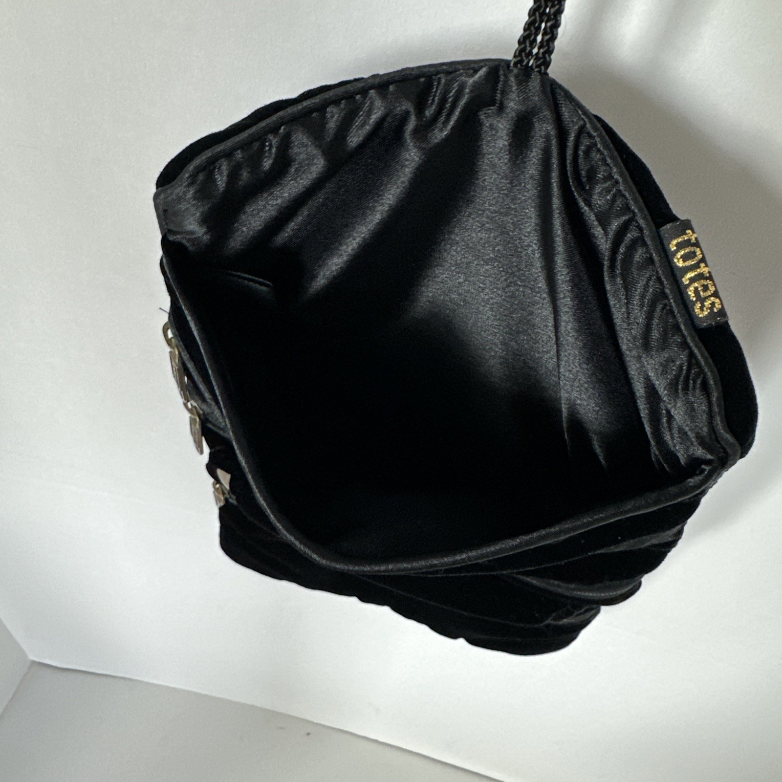 Black Velvet Jewelry Roll Travel Organizer Satin Lined Case Bag