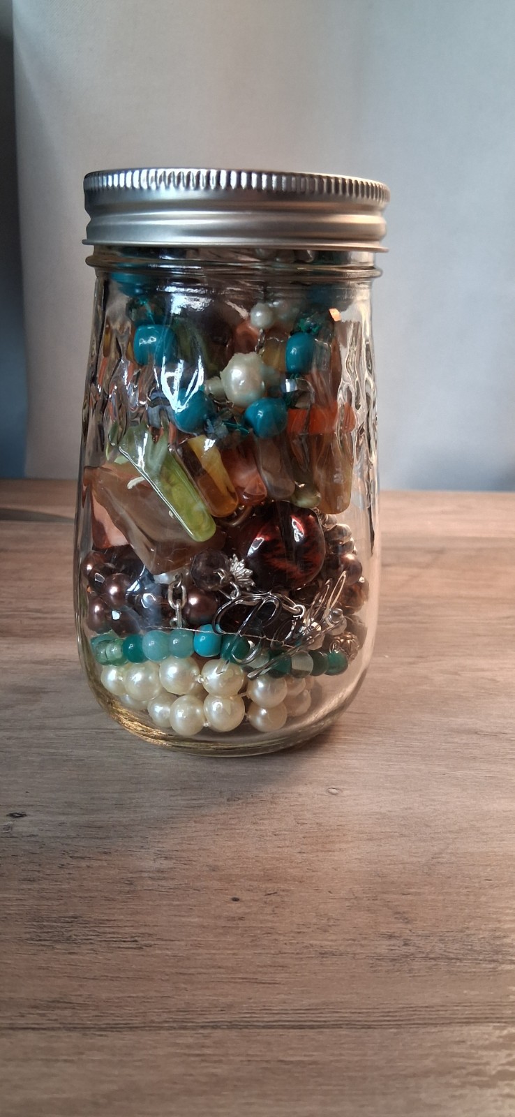 Mixed Jewelry Lot in Jar – Multicolor Beads, Glass & plastic beads for crafts.