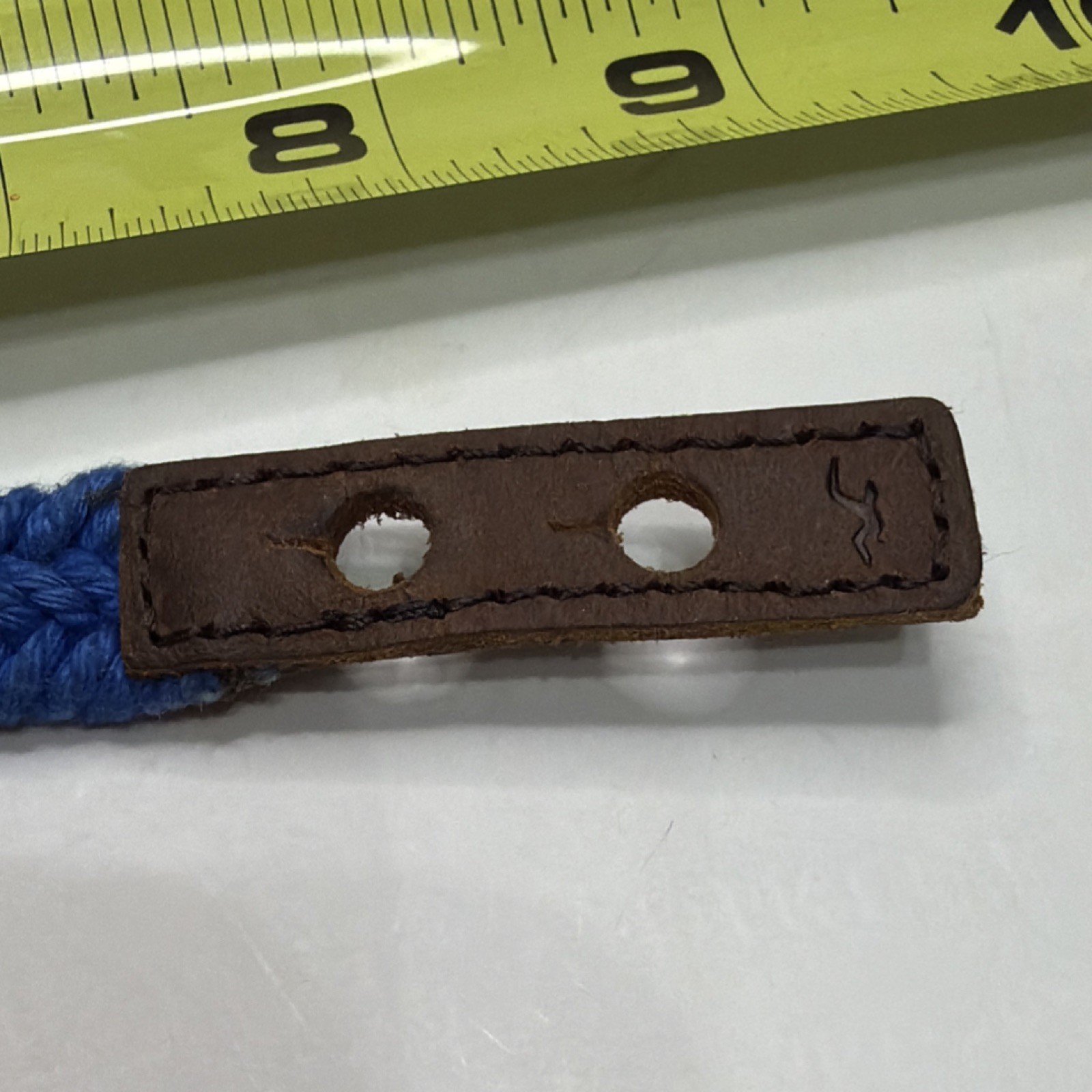 Blue Brown Braided Yarn Leather Bracelet Screw Closure Unisex Adults 9”