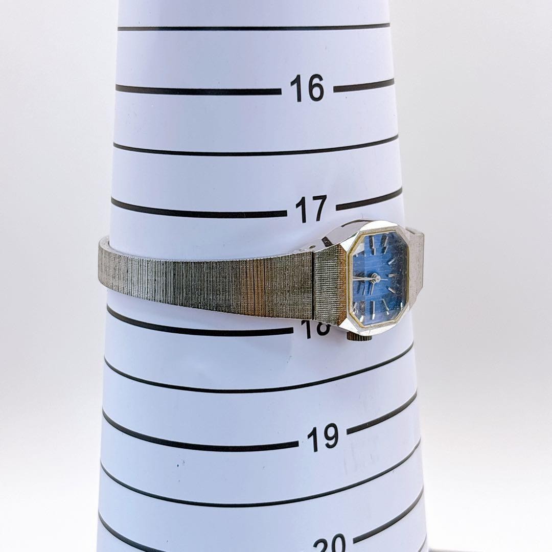 Working CITIZEN Special Cut Glass Manual Winding Octagonal Blue Watch