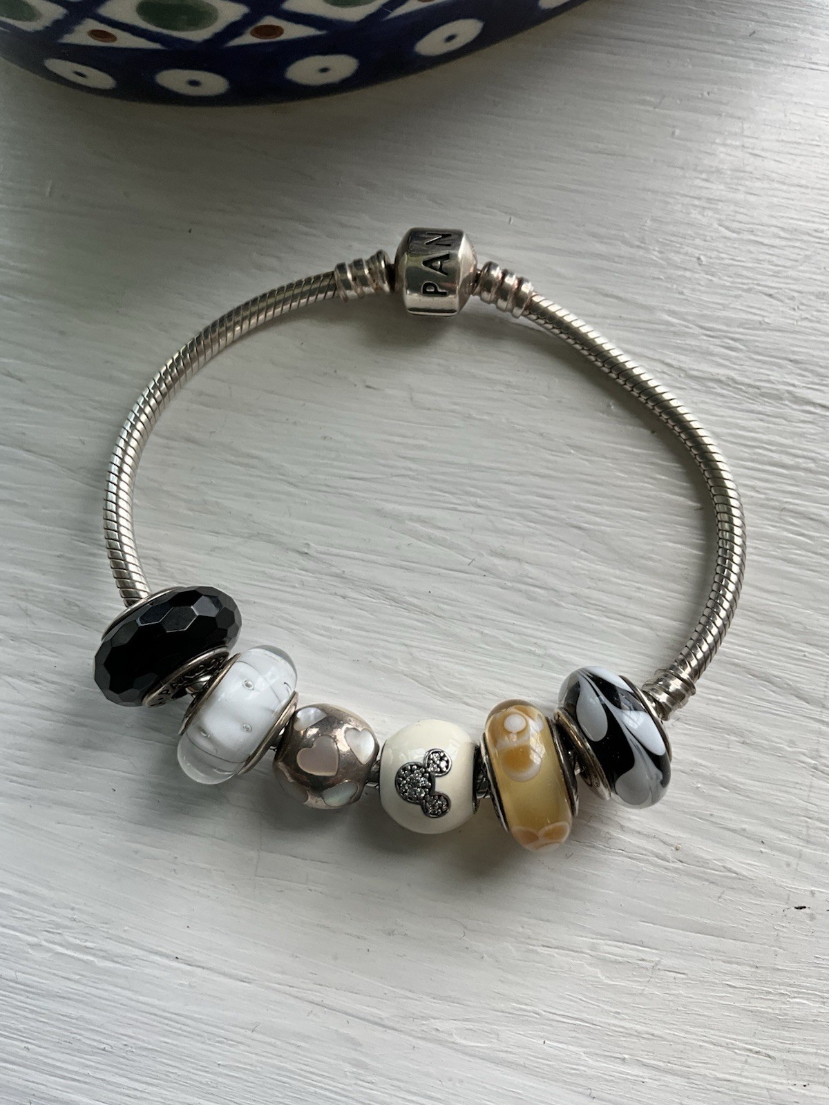 Pandora Bracelet With 6 Charms (1 Mickey Mouse Charm)
