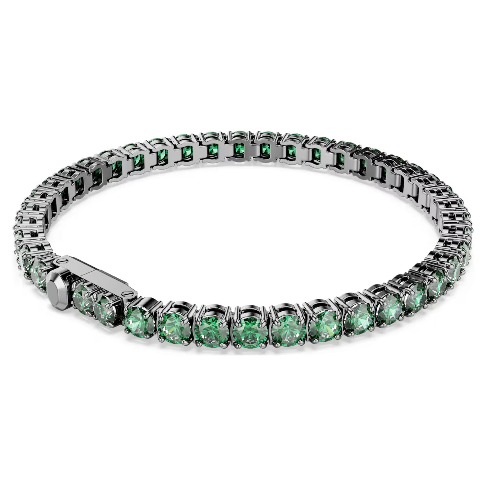 Swarovski Matrix Tennis Bracelet, Green, Ruthenium Plated 5743447 (Size M)