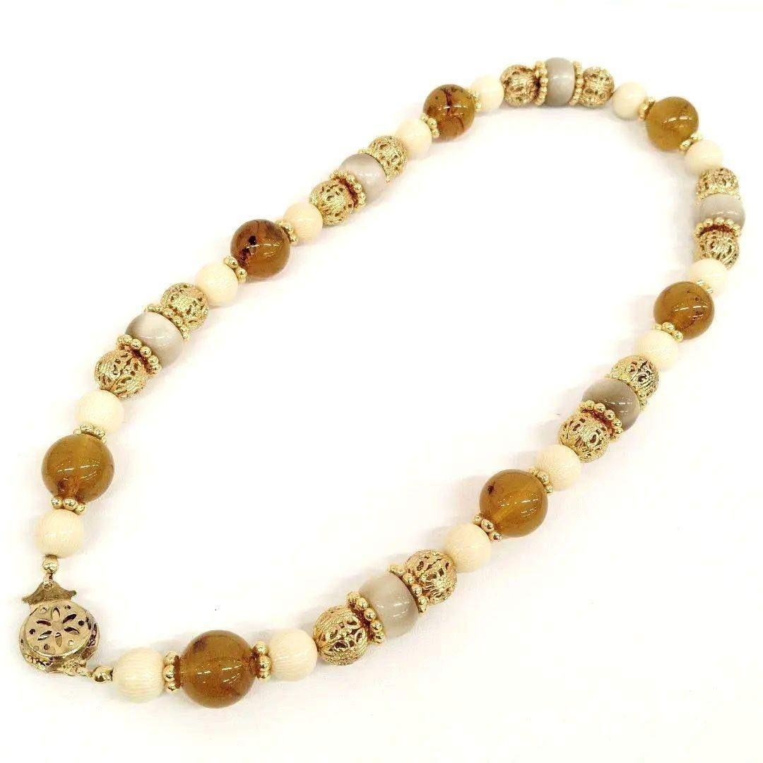 Excellent+++ AVON Vintage Necklace – Brown, Ivory, Gray, Multicolor