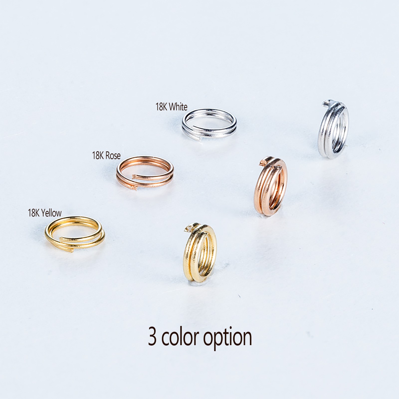 18K Real Gold Double Split Jump Ring Chain Bracelet Connector Clasp Findings
