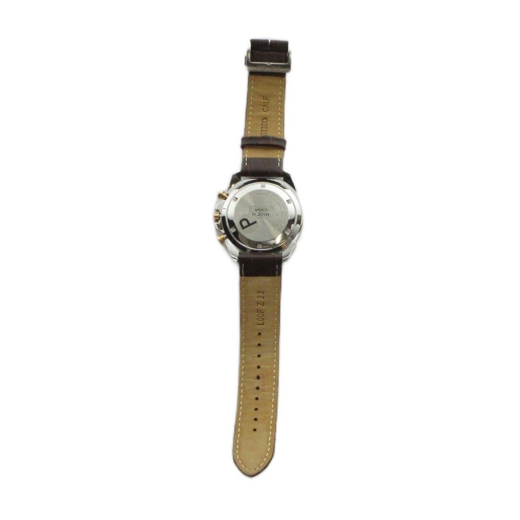 SEIKO 8T63 00G0 Watch Quartz Leather Belt Chronograph with Calendar Gold Color G