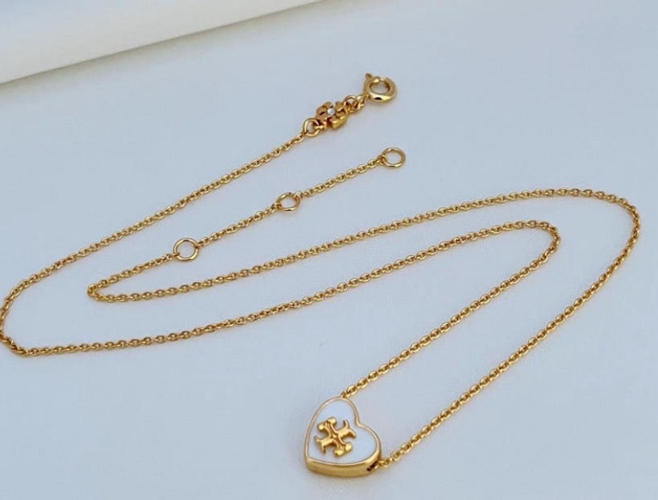 New Tory Gold Heart Necklace with Jewelry Pouch Size:45cm
