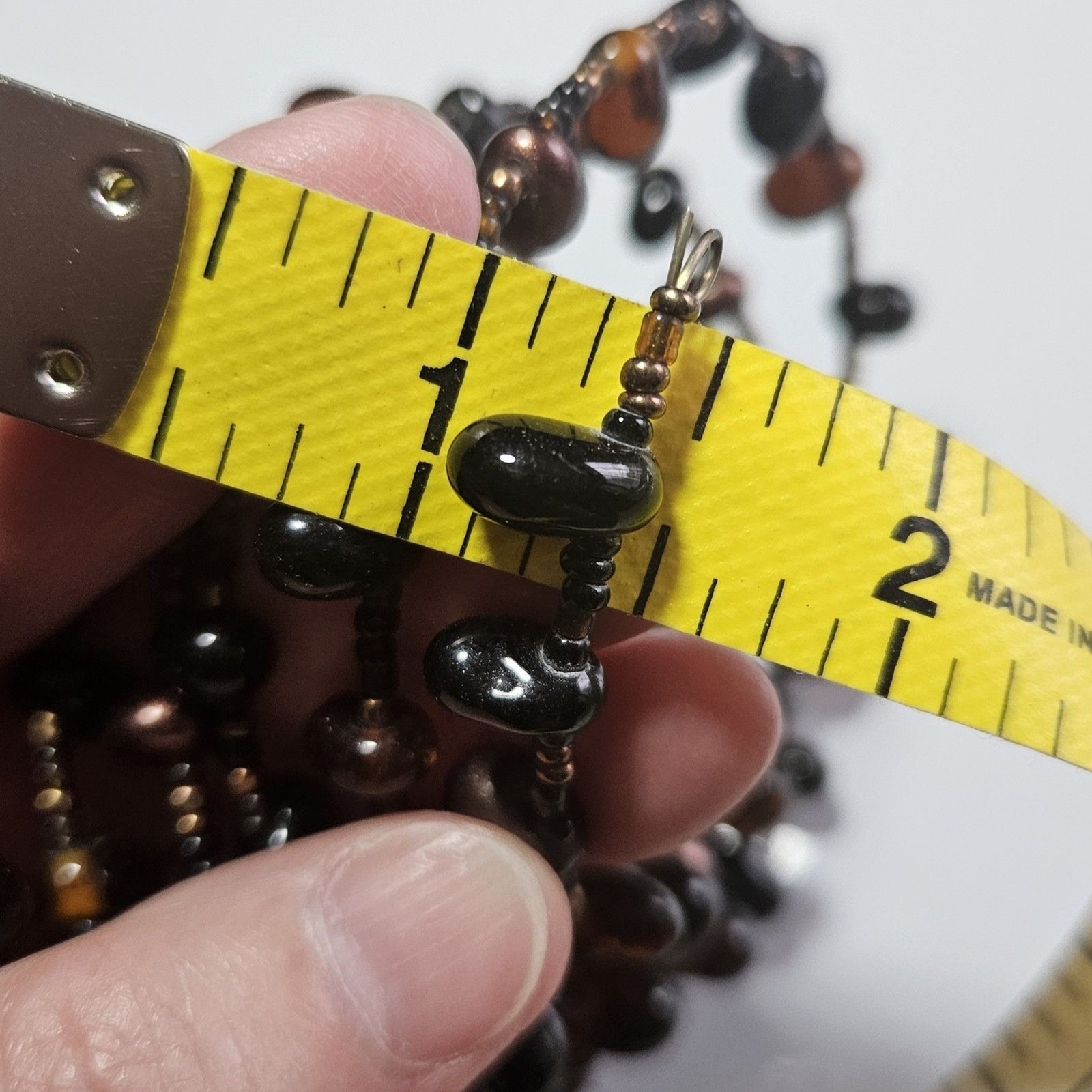 Brown Glass Beaded Wrap Around Bracelet Artisan Seed Bead