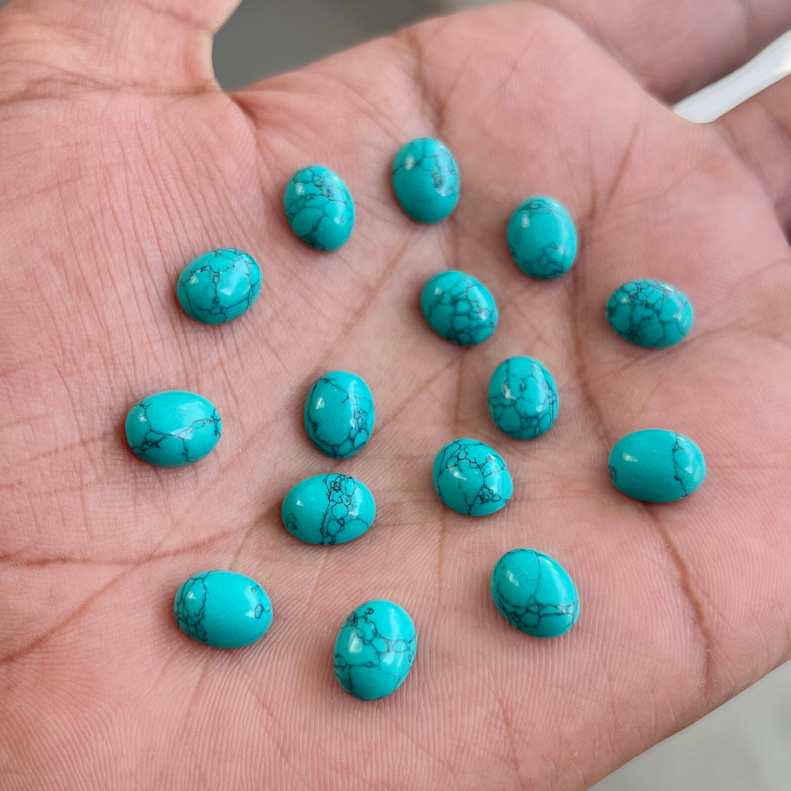 Synthetic Blue Turquoise Oval 3×5 mm to 15×20 mm Cabochon Loose Gemstone Lot