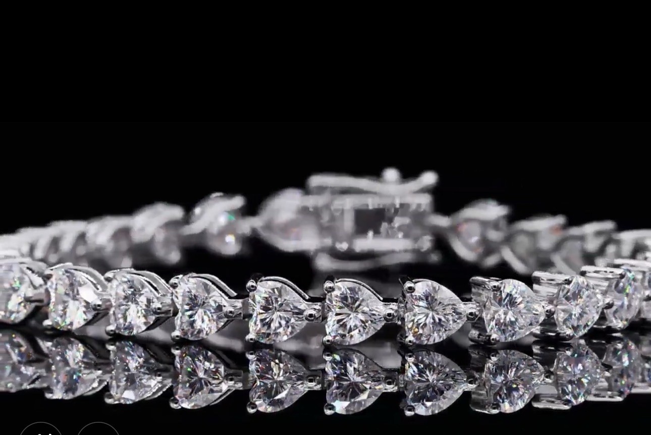 16 CTW Natural Moissanite Heart Bracelet VVS1 D Clarity
