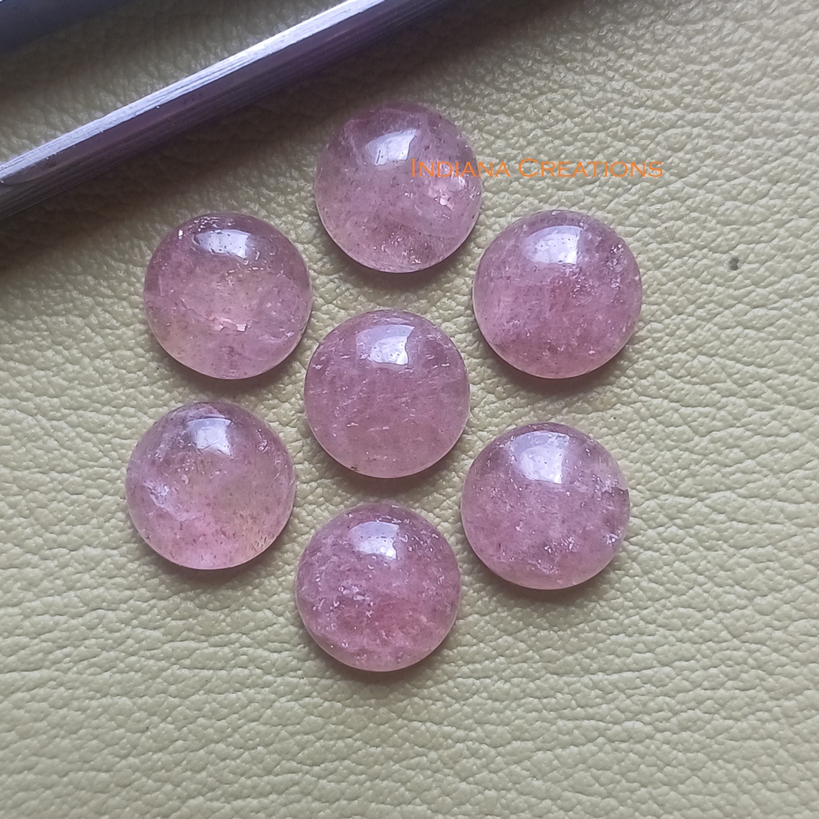 16mm Pink Strawberry Quartz Natural Round Cabochon Loose Gemstone