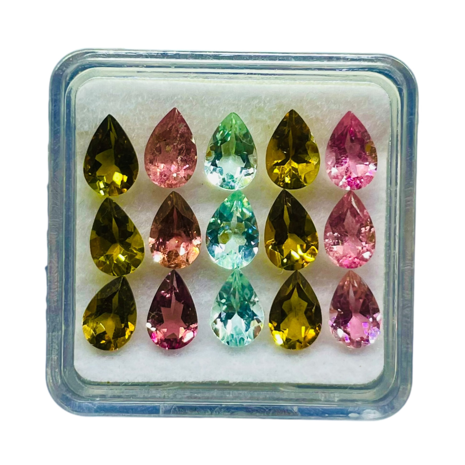 VVS 15 Pcs Natural Multi Tourmaline 6x4mm Pear Cut Top Quality Loose Gemstones