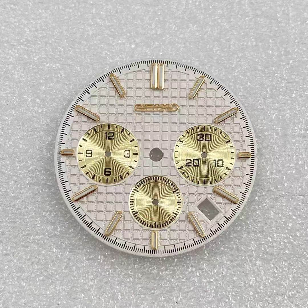 31.8mm Waffle Pattern Watch Dial Green Lume for Vk63 Movement Watch Accessories