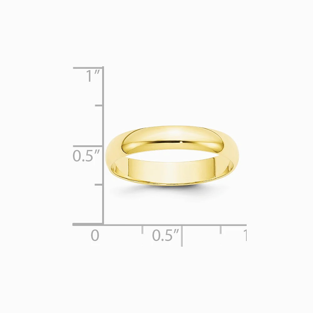10K Yellow Gold 10KY 4mm LTW Half Round Band Size 10