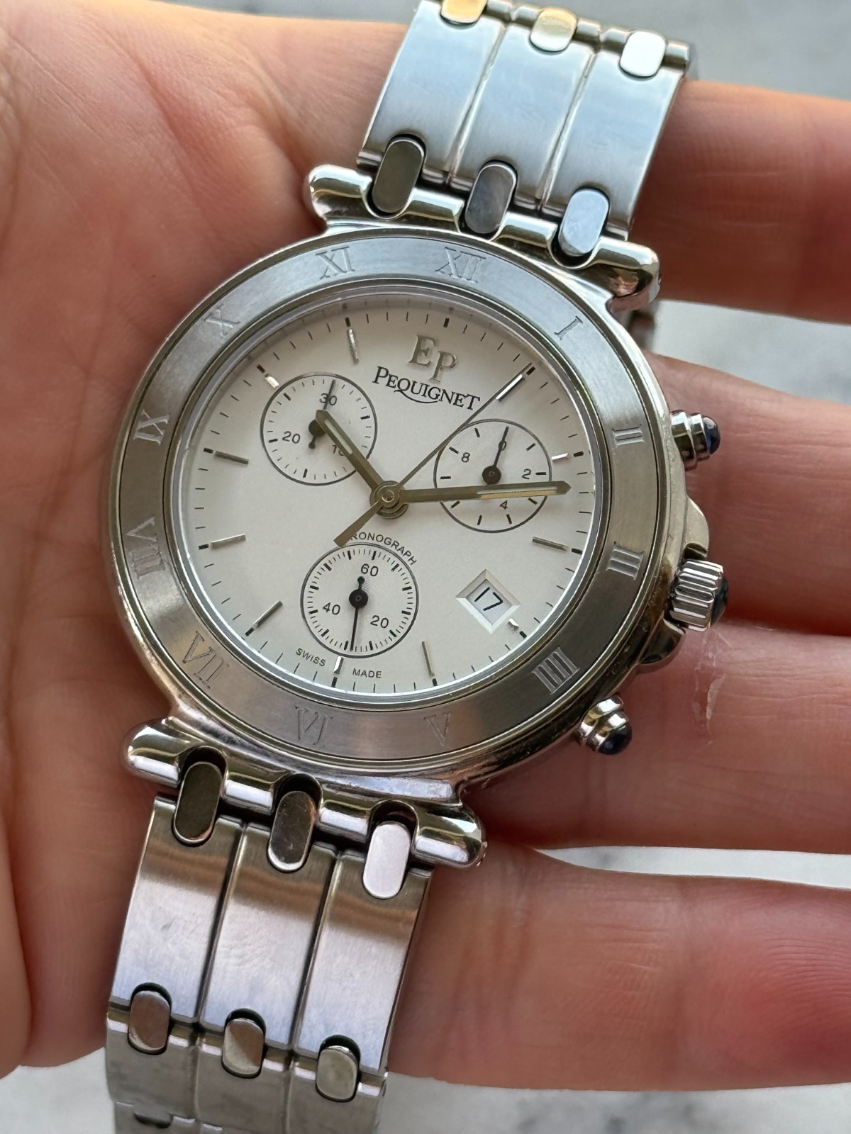 Pequignet Moorea Classique Chronograph Watch Quartz Mens 42mm Swiss 1350433