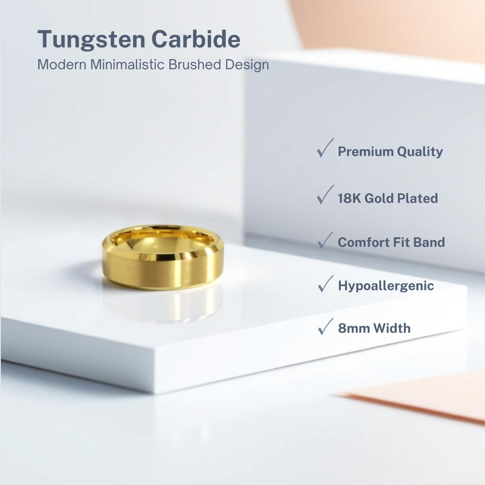 🔥 Tungsten Wedding Band Mens 18k Gold Plated Engagement Ring Womens 6mm 8mm NEW