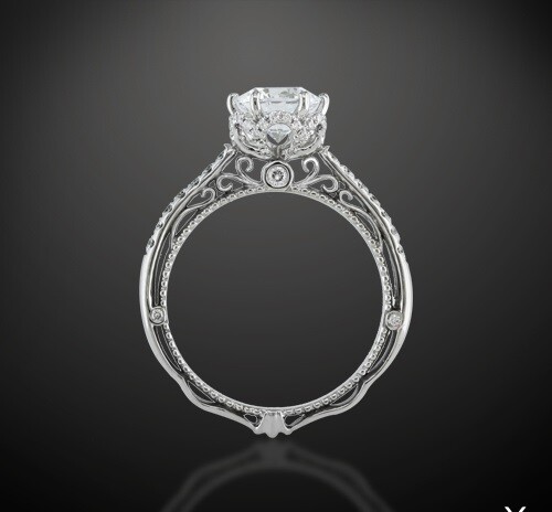 1.38Ct White Round Cut Simulated Diamond Art Deco Engagement Ring In 925 Silver